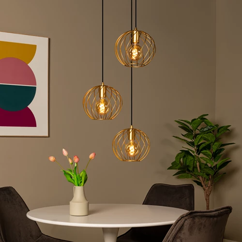 Lucide DANZA - Pendant light - Ø 50 cm - 3xE27 - Matt Gold / Brass - atmosphere 1